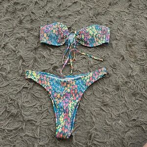 neon floral bikini